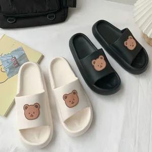 여성 키높이 쿠션 슬리퍼 실내화 거실화 샌들 곰돌이 미끄럼 방지 여성용 여자 여자용