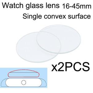 2PCS 단일 볼록 교체 시계 유리 16-45mm 지우기 스마트 호환 다이얼 렌즈 미러 부품   수리 도구