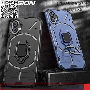 고무링 KEYSION Nothing Phone 2 1 용 충격 방지 아머 케이스 실리콘 + PC 금속 링 휴대폰 뒷면 커버