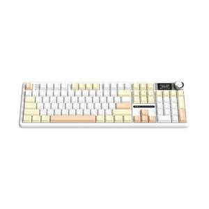 AULA F108Pro 유무선 아우라 독거미 LCD 기계식키보드 국내정품 치즈 화이트, 저소음 바다축