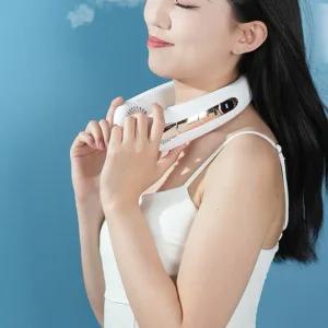 어바웃홈  휴대용 선풍기 머리카락 끼임 방지 냉각 쿨링 넥풍기 넥밴드 목풍기