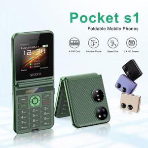 SERVO 포켓 S1 4 SIM 대기 플립 휴대폰, 2.4 인치 디스플레이, 매직 음성 통화 녹음 손전등, MP3 스피드 다