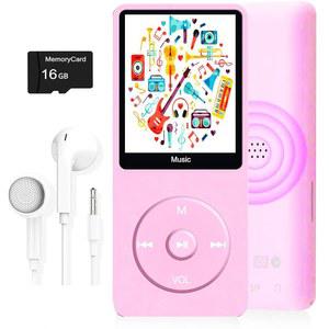 MP3 플레이어, 16GB SD 카드가 장착된 음악 내장 스피커/사진/비디오 /FM 라디오/음성 녹음기/전자책 리더, 최대 128GB 지원