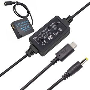 PD USB-C + DMW-DCC11 DC 커플러 파나소닉 루믹스 FMARKII DMC GF3 GF5 GF6 GX5 GX7 GX85 용 더미 배터리 B