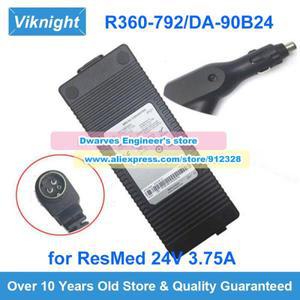 ResMed S9 AIR SENSE AUTOSET CPAP 기계 전원 공급 장치 3핀용  DA-90B24 AC 어댑터 R360-792 24V 3.75A 90