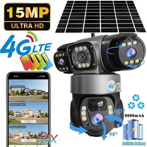 V380 Pro 3 렌즈 IP 태양광 카메라 HD 15 MP 실외 방수 CCTV 나이트 비전 양방향 오디오 카메라 모바일 추