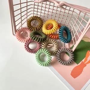 무광 전화선 머리끈 링 전화선 스프링 머리고무줄 10p