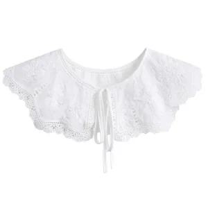 레이스 라운드 리본 페이크카라 이너 블라우스 프릴 가짜 훼이크 넥케이프 목 셔츠