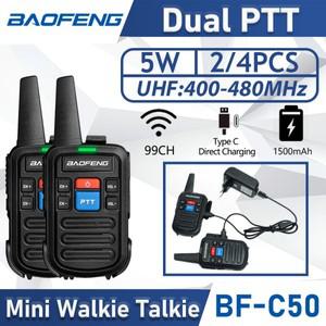 BaoFeng BF-C50 UHF 400-480MHz 송수신기 5W 양방향 라디오 Type-C 미니 워키 토키 16 채널 1500mAh 듀얼 P