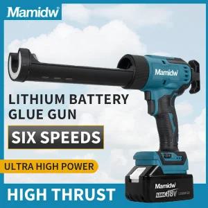 충전식 무선글루건 미니 소형 실리콘총 Mamidw 전기 유리 코킹 건 Makita 18V 배터리 LED 6 속도 무선 실리