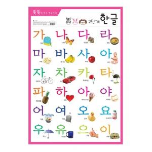 유니콘 단면 코팅 유아 학습 벽보 한글 2단계