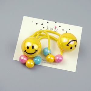 스마일 방울머리끈(1쌍)  3 color 유아 여아머리끈