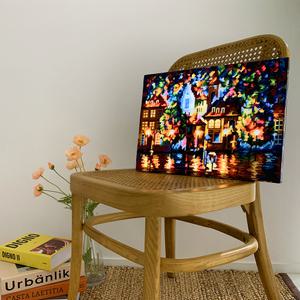 옥탑방어른이 LED 보석십자수 [비오는 거리mini] 40*30cm 비즈 액자형 캔버스 보석십자수