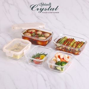 [Shizell] 쉬젤 크리스탈 내열밀폐용기 직사각5종세트(직사각400ml x 3ea+640ml x 2ea)
