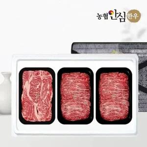 [농협안심한우] 1등급 한우 선물세트 3구 구이정육2호 1kg (등/불/불)