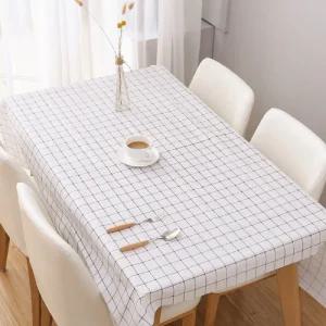 (화이트) ABM PEVA 체크 식탁보 137x180cm/친환경/천/위생/파티/무늬/PVC/모던/하우스/예쁜/타원형/방수