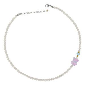 스와로브스키 진주 목걸이 써지컬 4mm 핑크 유리 곰 비즈