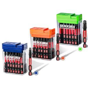 GEINXURN 임팩트 사각 드라이버 비트 세트 45개 2인치 마그네틱 SQ1 /SQ2 /SQ3 S2 스틸 멀티 및 수납 컬러풀 박스 포함