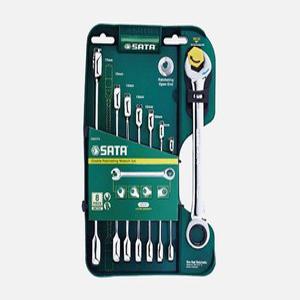 사타 더블라쳇 기어렌치 8 10 12 13 14 15 17 19mm 8PCS 세트