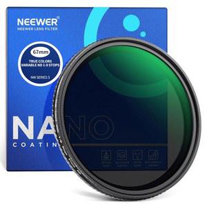 NEWER 67mm 트루 컬러 가변 ND2-ND400 필터, 하드 스톱스 조절식 중성 밀도 VND 멀티 코팅 HD 광학 유리 /알루미늄 프레임 /발수제 /스크래치 방지 기능 탑재