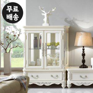 코코 엔틱 원목 2단 그릇 진열장 유리 장식장(800)