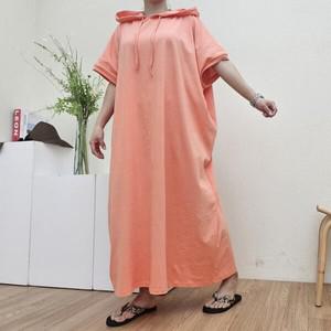 더바디시크릿 루즈핏 편하게입는 레인보우 후드 롱원피스