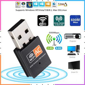 데스크톱 노트북 PC용 미니 무선 와이파이 원격 제어 동글 어댑터 리시버 600Mbps 듀얼 밴드 2.4G/5G Hz