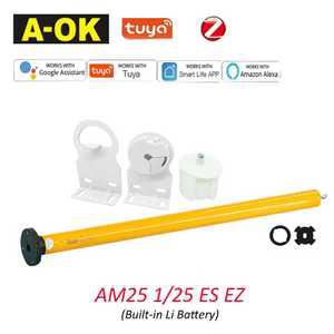 거실용 A-OK 지그비 스마트 모터 튜브 브래킷 원격 제어 롤러 블라인드 셔터 RF433 커튼 AM25 W