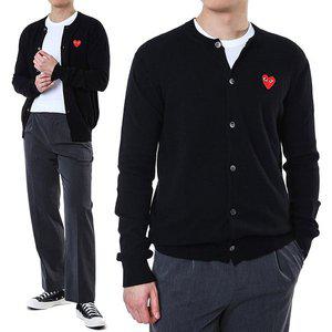 [꼼데가르송] 레드하트 와펜패치 울 라운드 니트 가디건/AX N007 051 1