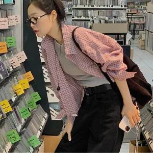 핫핑 [사계절템/포인트룩] 올더타임 루즈핏 긴팔 체크셔츠