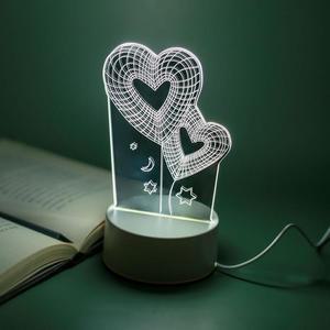 하트풍선 3고급D 착시 아크릴 무드등 USB 입체 테이블조명