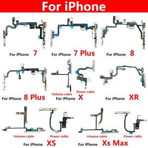 iphone 호환 7 8 Plus X XR XS Max 음소거 및 볼륨 스위치 켜기 끄기 버튼 키 교체 부품 용 새 전원 플렉스