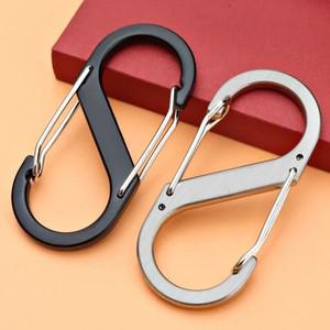 1pcs 스테인레스 스틸 S 유형 Carabiner 잠금 미니 키 체인 후크 도난 방지 야외 캠핑 배낭 버클