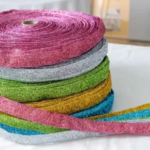 크리스마스 반짝이 리본 3cm (100yd) 5컬러 롤 선물 포장 끈 공예 재료 DIY 트리 장식