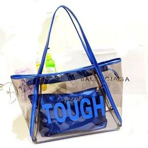 TOUGH블루 파우치포함 투명비치백 쇼퍼백-W2986B9
