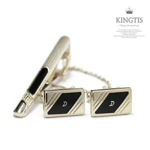 KINGTIS 엣지있는 넥타이핀+커프스버튼 세트-W409099