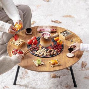 캠핑 테이블식 화로대 야외 우드스토브 밥상 감성 원형 화롯대 숯불 그릴 접이식 바베큐 불판