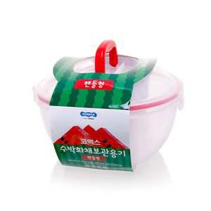 핸들형 수박 반통 원형 보관통 4L 1P 화채 보관용기