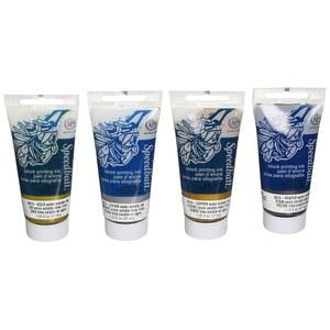 스피드볼 수용성 금속 블록 잉크 세트 - 새틴 마감 처리된 4가지 무지개색 - 1 25 FL OZ 튜브