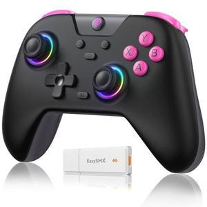 EasySMX X05 무선 게임 컨트롤러 Bluetooth 패드 PC/스위치/전화/TV/스팀, RGB 홀 효과, 검정색과 호환 가