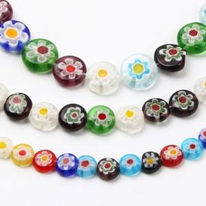 Millefiori Lwork 꽃 비즈 유약 유리 구슬 보석 플랫 라운드  스페이서 DIY 공예 액세서리 만 호환들기