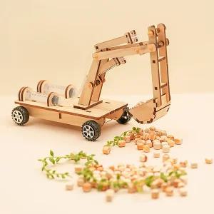 [오피스스쿨] 토단(TD) 원목 공기압 포크레인 1인세트 DIY 과학교재 우드조립 실헙수업연계주제 집콕놀이세트 과학의날 장난감만들기