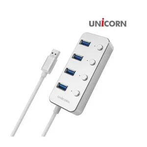 무전원 USB 3.0 4포트허브 TH-4000S 실버 유니콘인터넷 랜선 연결 네트워크장비 확장 스위칭
