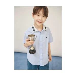 빈폴 키즈 BEANPOLE KIDS 샴브레이 시어서커 반소매 셔츠 스카이 블루 BI5765U01Q 737524