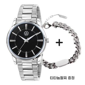 폭스바겐 손목시계 티타늄팔찌 증정 남성용 블랙