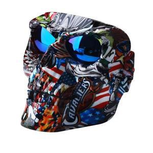 페이스 쉴드 바이크 오토바이 바이커 풀 플라스틱 해골 마스크 고글 포함 모토크로스 헬멧 Moto Casco Capa