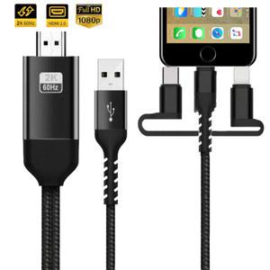 C 마이크로 USB 3.0 HDMI 오디오 케이블 전화 화면 아이폰 호환 용 HDMI 호환 HDTV 프로젝터 비디오 어댑터 변환기에 연결