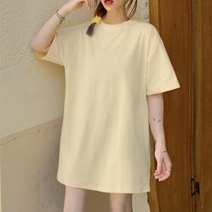 [1+1] [다잇템] 여자 클래식 폴리 롱 U넥 반소매 티셔츠