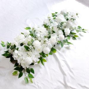 DIY 웨딩 꽃 줄 장식 배경 크리스마스 홈 테이블 장식, 인공 장미 꽃, 웨딩 아치