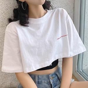 [1+1] [다잇템] 여성 반소매 U넥 힙무드 필기체 탱크 티셔츠